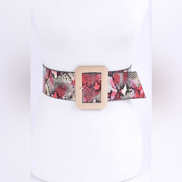 Purple Vegan Snakeskin Animal Print Waist Statement Belt - Picture 3 of 6